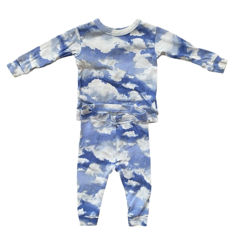 GAP Baby Blue and White Cloud Kids Pajama Set - 6-12 months